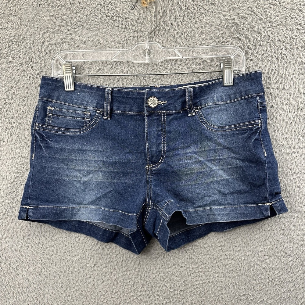 Y2K Micro Mini Denim Jean Low Rise Shorts Retro Stretch Indigo Rein‎ Juniors 11